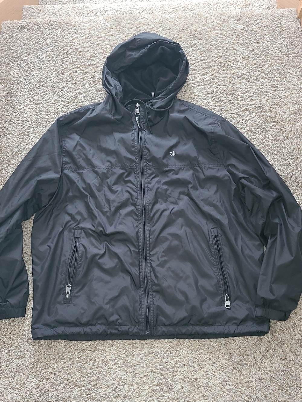 Calvin Klein Men's Black Hooded Lightweight Raincoat